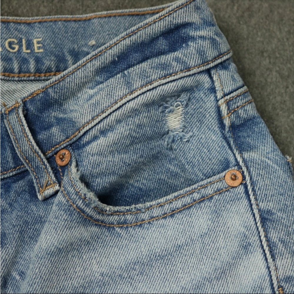 American Eagle Stretch '90s Bootcut Blue Jeans Mid Rise Ankle Slits size 2 - Picture 5 of 6